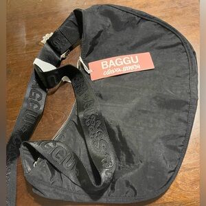 BAGGU Medium Nylon Crescent Bag - Collina Strada Collab (Black & 47 Strap)